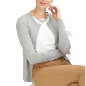 J. Crew Cardigan Sweater Light Gray Cotton Blend Size M #1774